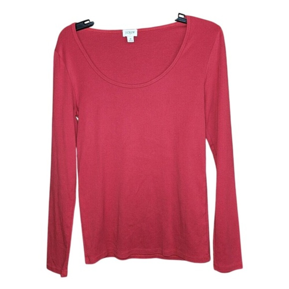 J Crew Factory Womens Medium Long Sleeve Crew Neck Red Sleeve Top Layer